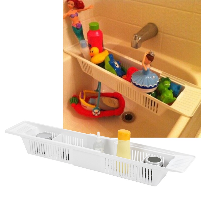 Storage Basket Retractable Bathtub Storage Rack for for Shampoo Shower