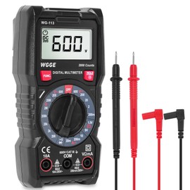 WGGE Digital Multimeter with Case, DC AC Voltmeter, Ohm Volt Amp Test Meter and Continuity Test Diode Voltage Tester for Household Outlet, Automotive Battery Test (Anti-Burn with Double Fuses)