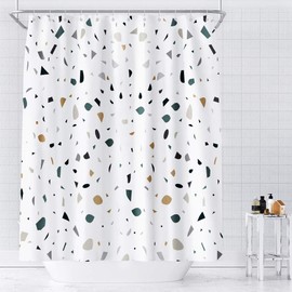 AceList Shower Curtain 180x200 cm, Anti-Mould Shower Curtain/Bath Curtain, Waterproof, Washable, Weighted Hem with 12 Shower Curtain Rings