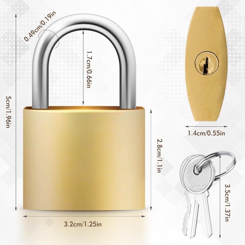 RYANNER Padlock 2PCS Small Padlock, Padlocks with Keys, can be