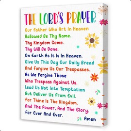 OTINGQD Christian Wall Art for Kids,Bible Scripture Wall Decor,Childrens Prayer Wall Decor for Kids Room Nursery Classroom,The Lord's Prayer Canvas Wall Art