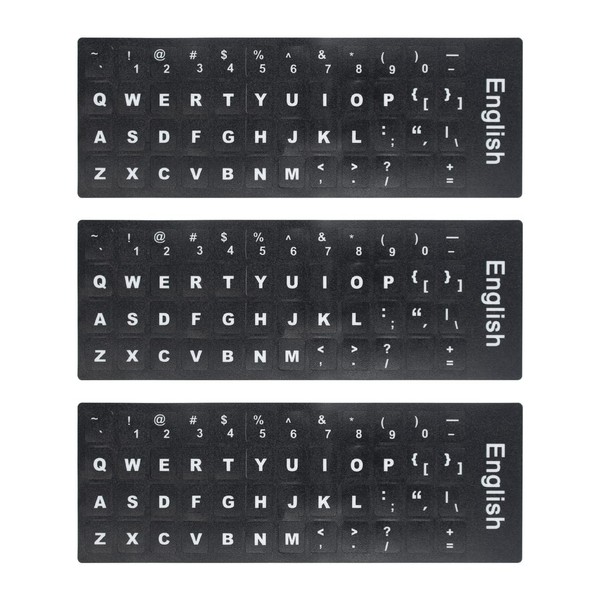 Lucocia Pack of 3 English Keyboard Stickers, Universal Keyboard Stickers,