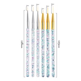 MM11 Nail Liner Pen, Pinceles Para Uñas Art Brush 6 Piezas