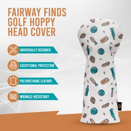 Fairway Finds Golf Club Hoppy Head Cover, Beer Patterned White Stylized Design (Driver)