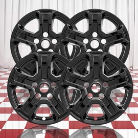 Brighter Design Set of 4 Gloss Black 5 Spoke 17" Wheel Skins for Jeep Wrangler JL Sport S 18-19