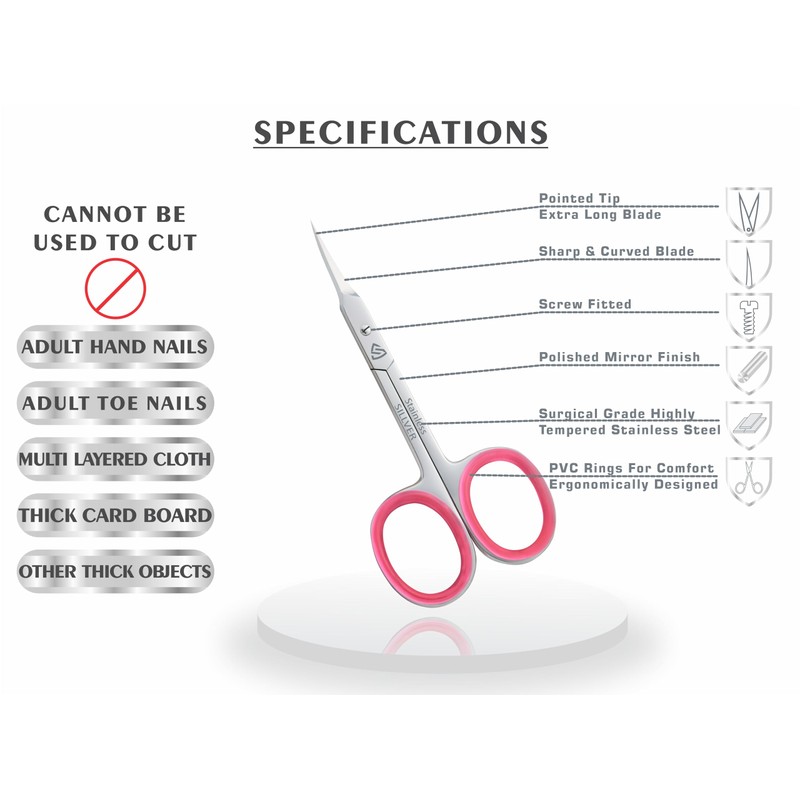 Cuticle Scissors Extra Fine Curved, Super Slim Small Scissors with