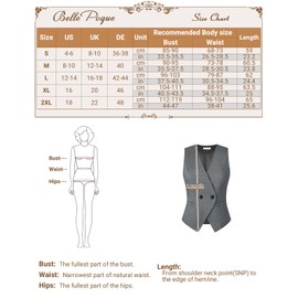 Belle Poque Waistcoats for Women UK Steampunk Waistcoat for Women V Neck Sleeveless Button Up Suit Vest for Tops Dark Red XL