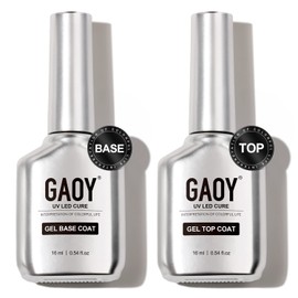 GAOY GAOY 16ml 2 Pcs Glassy Gel Top Coat and Base Coat Set,No Wipe Foundation Combination for UV Light Cure Nail Polish