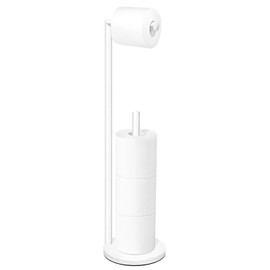 Toilet Paper Holder Stand,Toilet Paper Holder Free Standing,White Toilet Paper Roll Holder for 4 Rolls,Bathroom Toilet Paper with Storage