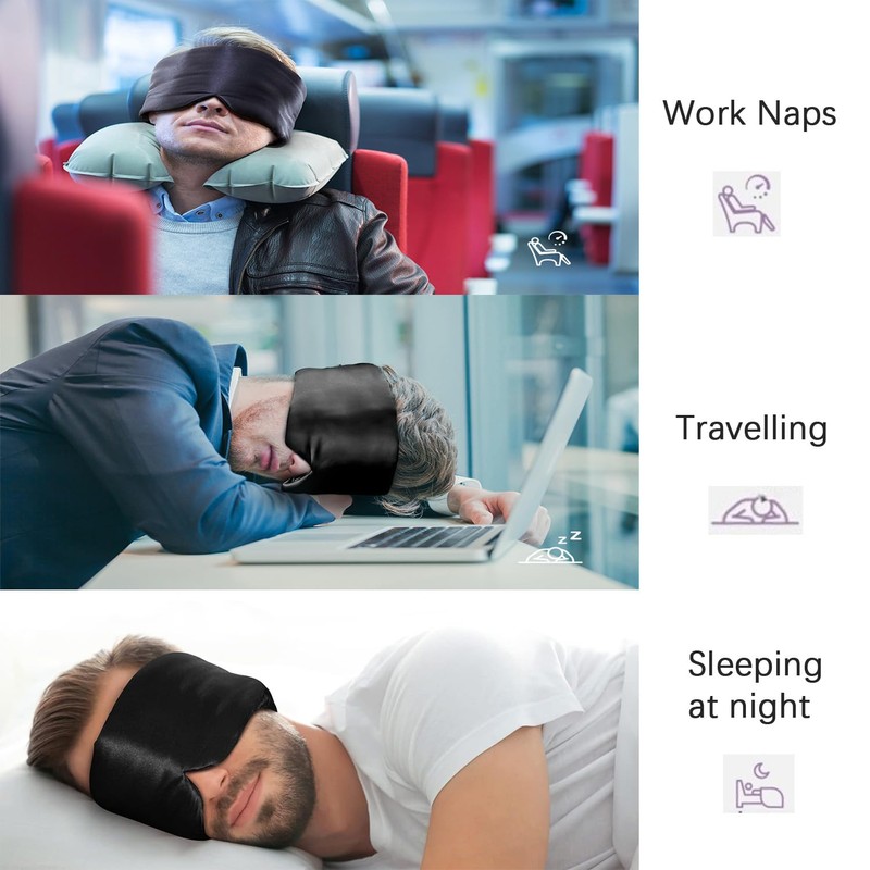 Adjustable Silk Eye Mask,100% Full Shading to Block Light Interference,Allowing