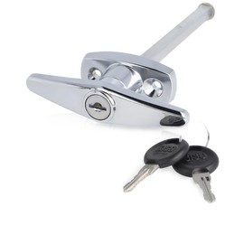 JUVA Garage Door Lock Gate Handle | Cross Handle for Garage Doors | T-Handle, Twist Handle with Lock Lockable 8 mm Square Pin | Polished Metal | Polished Chrome Plated | Gate Lock Garage Door Handle