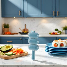 Blue Rice Ball Maker - Shake & Mold Rice Balls, Sushi Plates & DIY Kit