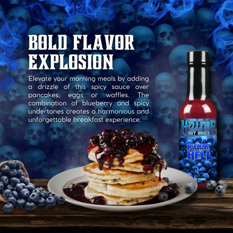Hellfire Blueberry Hell Hot Sauce with Carolina Reaper Peppers, Gourmet,
