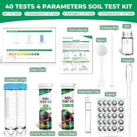 NewTest Soil Test Kit 4 Parameters: Professional Accurate 40 Tests Soil Testing Kits for Lawns Gardening Vegetable Garden for pH Nitrogen Phosphorus Potassium - Soil Tester for Garden Nutrients