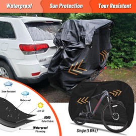 Bike Cover for Transport on Rack, 600D Oxford Bike Rack Cover Heavy Duty Bicycle Covers Outdoor Storage Waterproof Bike Covers for 1 Bikes on Rear Bike Rack for Mountain Road Electric City Bike