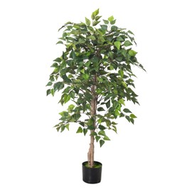 Aphighjoy 4Ft Artificial Birch Tree, Green Siberian Birch Tree for Indoor, Fake Potted Ficus Tree with Silk Leaves for Home Office Living Room Decor