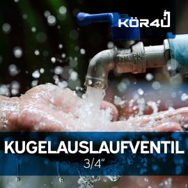 kör4u Ball Outlet Valve Brass 3/4 Inch Nickel Plated with Hose Fitting Blue Lever Tap Suitable for Household Garden
