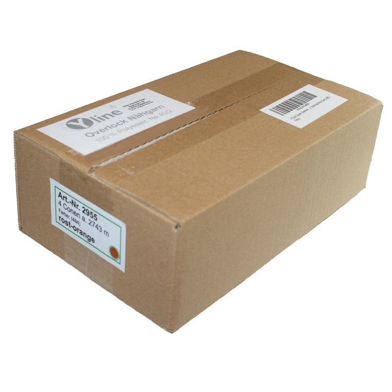 Pack of 4 spools overlock sewing thread, rust orange, a.