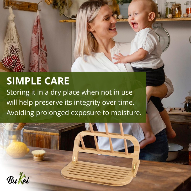 Bamboo Baby Bottle Drying Rack - Space Saving Bottle Dryer