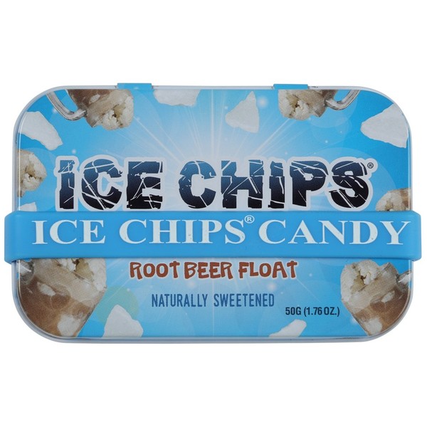 ICE CHIPS Xylitol Candy Tins (Root Beer Float, 6 Pack); Low Carb, Gluten Free - Includes BAND as shown