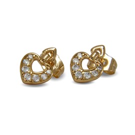 Blue Diamond Club - Small Heart Stud Earrings 18ct Gold Filled for Women