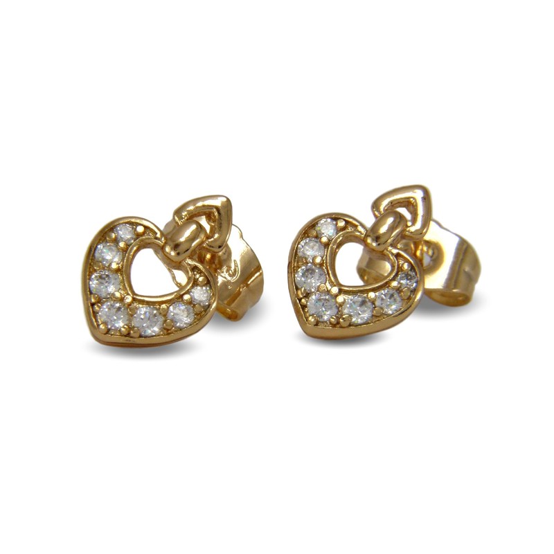 Blue Diamond Club - Small Heart Stud Earrings 18ct Gold