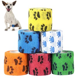 NOCHME Selbstklebender Verband, 6 Rollen 5cm Elastisch Pfote Selbstklebend Atmungsaktiv Verbandsmaterial Selbsthaftender Bandagen, Tierarzt Bandage Für Haustiere Hunde Hund Katzen Pferde Tiere