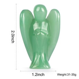 Artistone Green Aventurine Crystal Guardian Angel Statues and Figurines Hand Carved Gemstone Pocket Healing Angel Stone Thanks-Giving Christmas Decoration Reiki Gifts