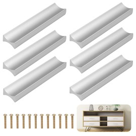 Cabinet Handle, Pack of 6 Furniture Hole Spacing 64 mm, Aluminium Alloy Handles Cabinet, Door Handles Cabinet, Kitchen Handle, Handles for Kitchen Cabinets, Drawer Handles, for Drawers, Cabinets,