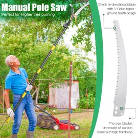 Pole Saws for Tree Trimming 12 Ft, Manual Tree Trimmer Long Handle Pruner, Tree Pruner with Extendable Pole, Trimmer Pole Saw Tree Pruner with Sharp Steel Blade for High Branches Trimming