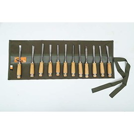 BULL TOOLS Tool Bag Organizer & Wrench Roll Up Pouch Waterproof PVC Laminated Ballistic Polyester Canvas, Carving Tool Storage Heavy Weight | 24 Pocket - Olive Green - (Tools are not included)