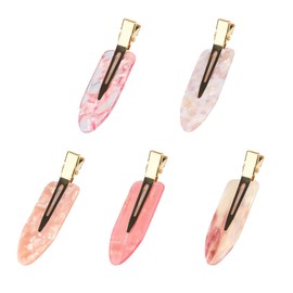 Traceless Bangs Clip Ezfishoom Non-Trace Hair Clip Pink Makeup Hairpin Cute Bangs Clip No Trace Pin Hair Clip Hairpin Face Wash Makeup(5pcs)
