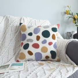 VANNCIO Modern Colorful Throw Pillow Cover, Texture Embroidered Pillowcase with Mid Century Accent for Home Couch Sofa Beds Decoration, Simple Geometric Cushion Sham, 1 PCS