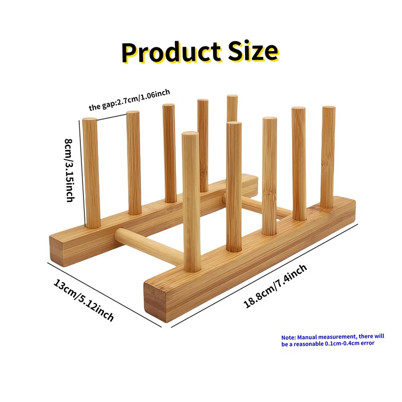 efbock Plate Rack Holder for Kitchen Cabinets Bamboo Wood Chopping
