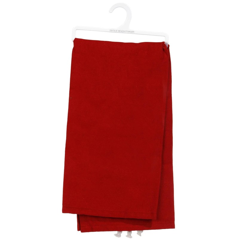 Primitives by Kathy Red Cotton-Linen Feliz Naughty Dog Dish Towel,