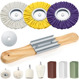 Liliful 11 Pcs Airway Buffing Wheel Polishing Kit 8" Aluminum Polishing Wheel for Drill Compound Aluminum Metal Buffing Rake Polisher Kit for Angle Grinder (Dark Color)