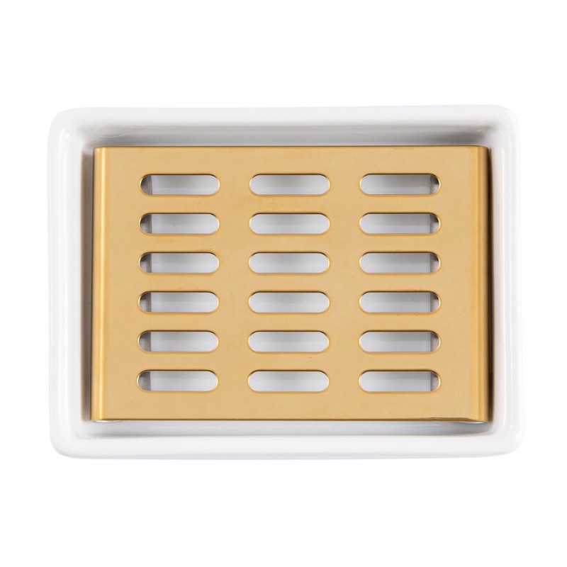 Ceramic Soap Dish (11.8 x 8.8 x 3cm) Stainless Steel