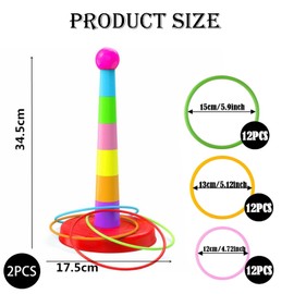 2 Sets Cone Ring Toss Game and 36 Throwing Rings, Ring Toss Game, Kids Outdoor Games, Garden Games for Kids, Sports Day Games, Kids Garden Games, Ring Toss Game for Kids