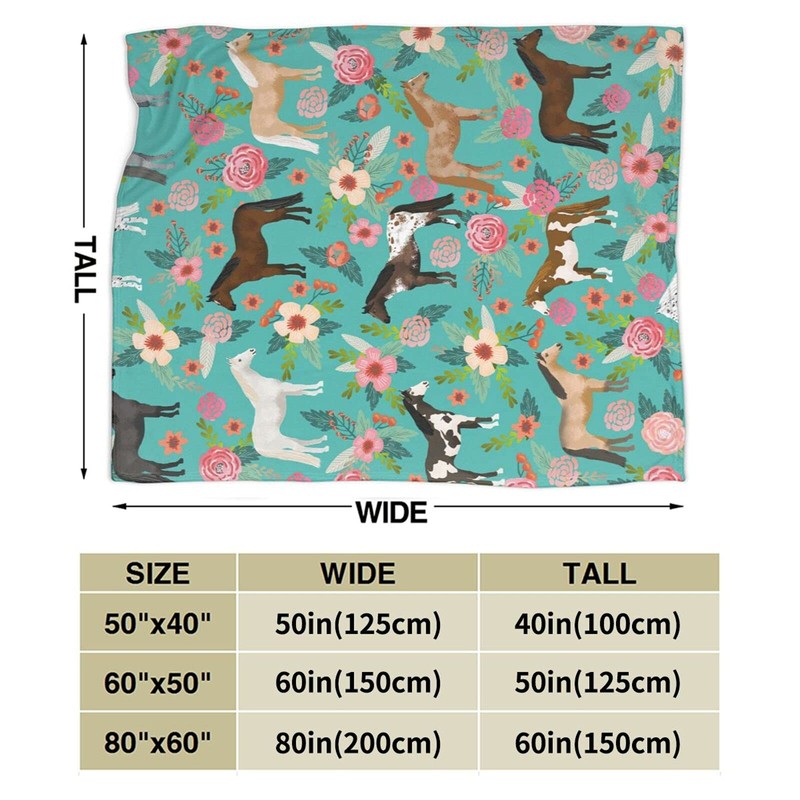 HAZIMCS Flannel Fleece Plush Throw Blanket,Horses Floral Horse Breeds Farm
