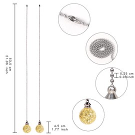 2PCS Yellow Pull Chain Crystal Glass Ice Cracked Ball Pull Chain for Ceiling Fan Light Decoration 50cm Extension Chain