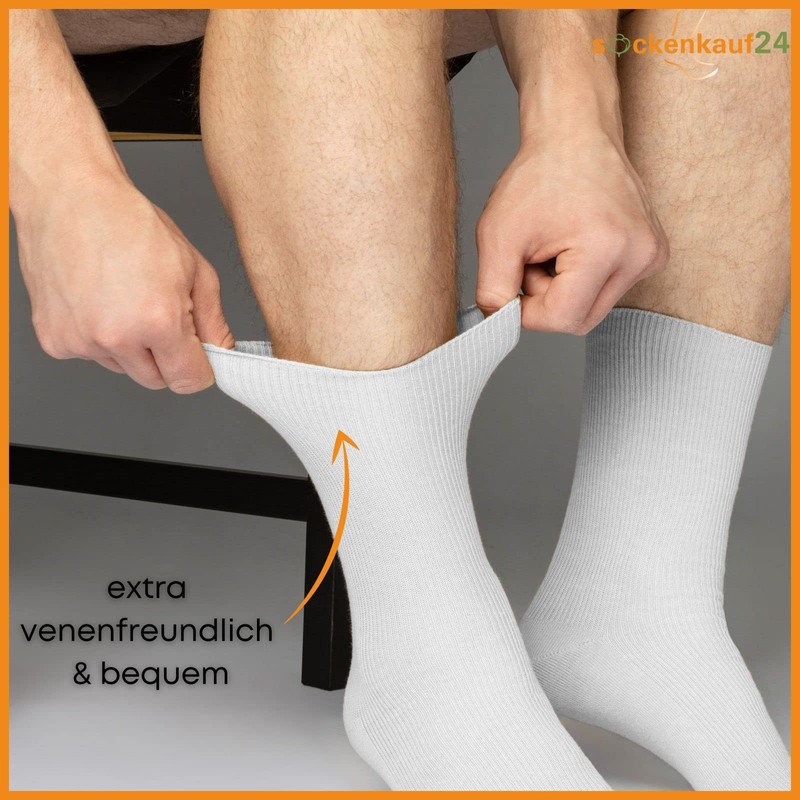 Sockenkauf24 12 Pairs Unisex Socks without Rubber Print 100% Cotton
