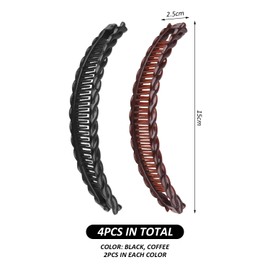 4 Stücke Bananen -Haarnadel, Frauenbrötchen, Langhaarnadel Für Frauen, Bananenclip, Wellige Haarnadel, Frauenbrötchen (Schwarz, Braun).