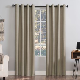 Sun Zero Columbia 2-Pack Thermal Energy Saving 100% Blackout Grommet Curtain Panel Pair, 50" x 95", Stone