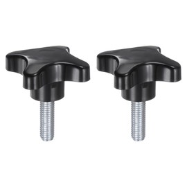 QUARKZMAN Pack of 2 Knurled Screws with Cross Handle M10 x 30 mm Star Grip Screw Plastic Knob Galvanised Carbon Steel Thread Clamping Screw Star Grip Nut Clamping Knob for Machine