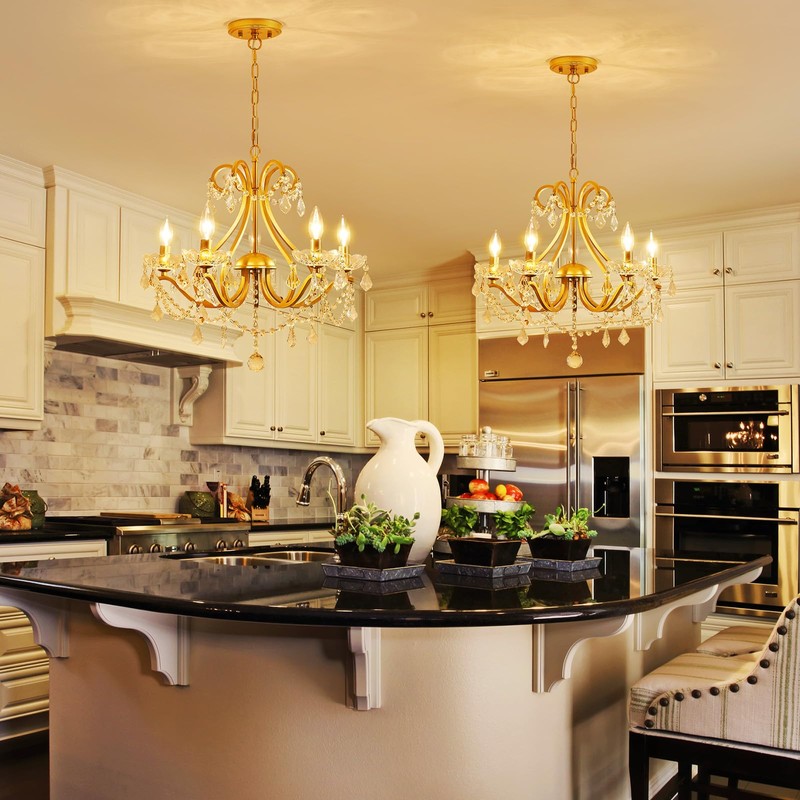 WUZUPS Crystal 5-Light Candle Chandelier Pendant Flushmount Ceiling Light Modern