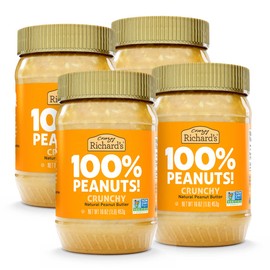 Crazy Richard's 100% All-Natural Crunchy Vegan Peanut Butter with No Added Sugar and Non-GMO (16 Ounce, Pack of 4)
