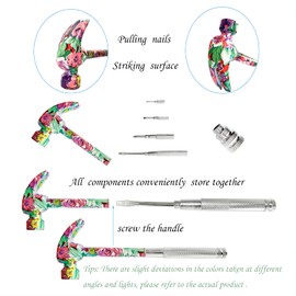 Small Hammer 6 in 1 Metal Hammer & Screwdriver, Multitool Camping Hammer Set Screwdriver Hammers Tools Mini Hammer with Screwdriver Hammers Hand Tools Multitool Hammer (Pink)