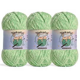 3 Pack of 300g (590yds) Fuzzy Chenille Yarn for Crocheting,Fluffy Amigurumi Crochet Yarn for DIY Craft/Hat/Clothes, Soft Velvet Baby Blanket Yarns（3 Light Green）
