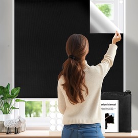 Keeswin Blackout Curtains for Bedroom, 118 x 57 Inch No Drill Blinds for Windows, Portable DIY Blackout Blinds with Stickers for Baby Nursery, Bedroom and Travel