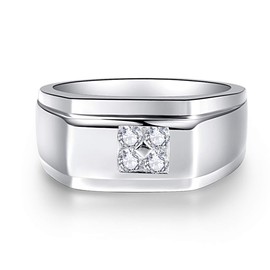 Bonlavie Mens Wedding Rings Anniversary Band 925 Sterling Silver Round Cut White Cubic Zirconia Size P 1/2